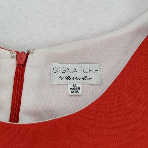 Signature by Robbie Bee Women's Dress Size 14 Orange Sheath - Picture 4 of 15